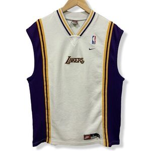Vintage 90s Nike LA Lakers Cotton Warm Up Jersey